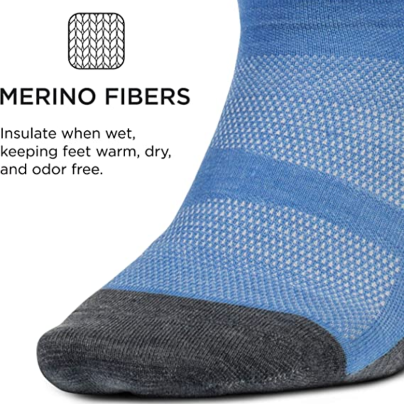 Feetures Merino 10 Ultralight No Show Tab Socks  Aurora Blue XL-3